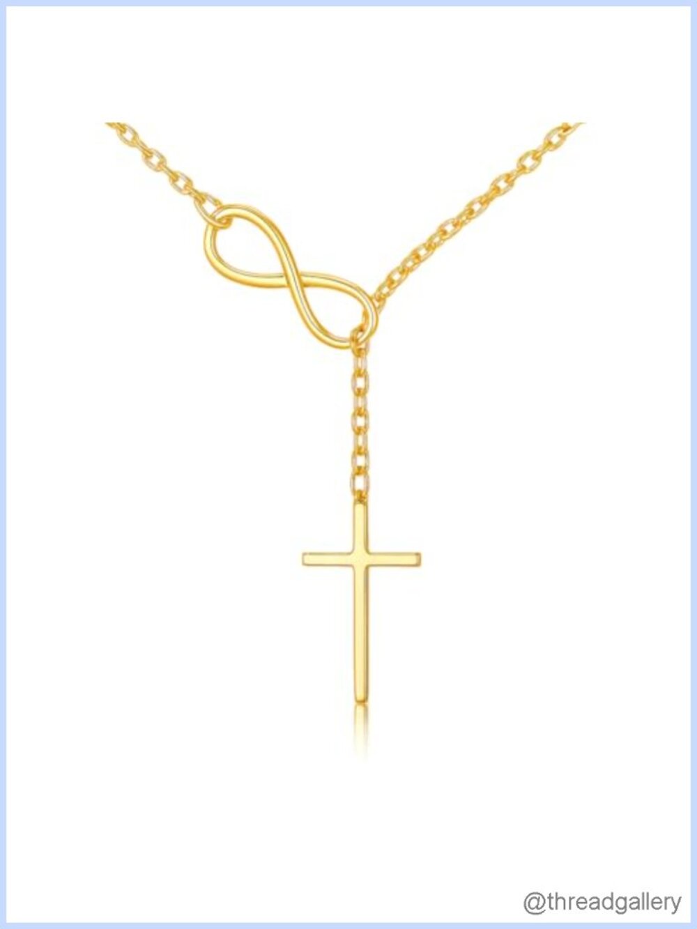 14K Gold Cross Necklace Women Infinity Crucifix Pendant Chain